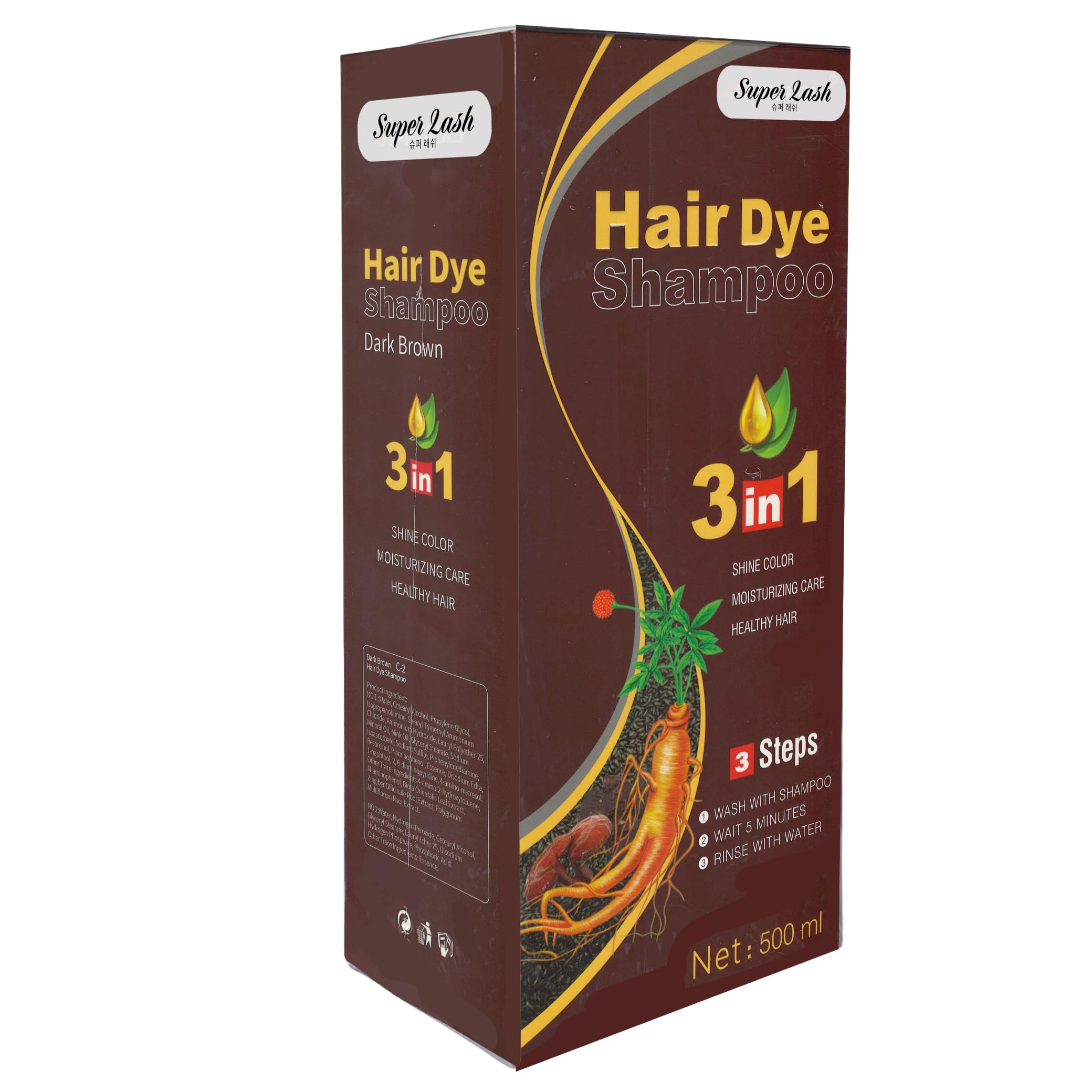Amazon.com : Super Lash Mei du 3-in-1 Hair Dye Shampoo, 500ml